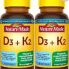 Nature Made Vitamin D3 K2, 5000 IU (125 mcg) Vitamin D, Dietary Supplement for Bone, Teeth, Muscle and Immune Health Support, 30 Softgels, 30 Day Supply - Pack of 2