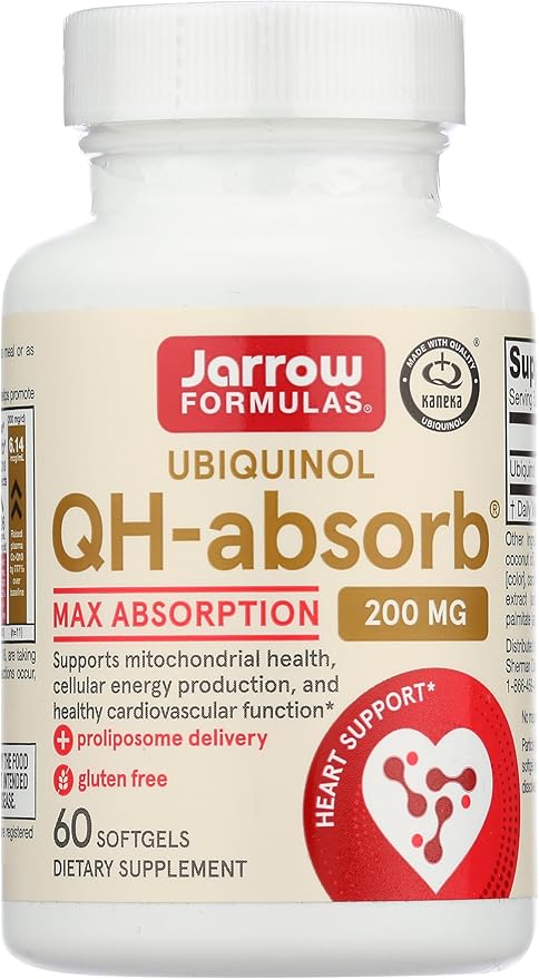 Jarrow Formulas QH-absorb 200 mg - 60 Softgels - High Absorption Co-Q10 - Active Antioxidant Form of Co-Q10 - Supports Mitochondrial Energy Production and Cardiovascular Health - 60 Servings