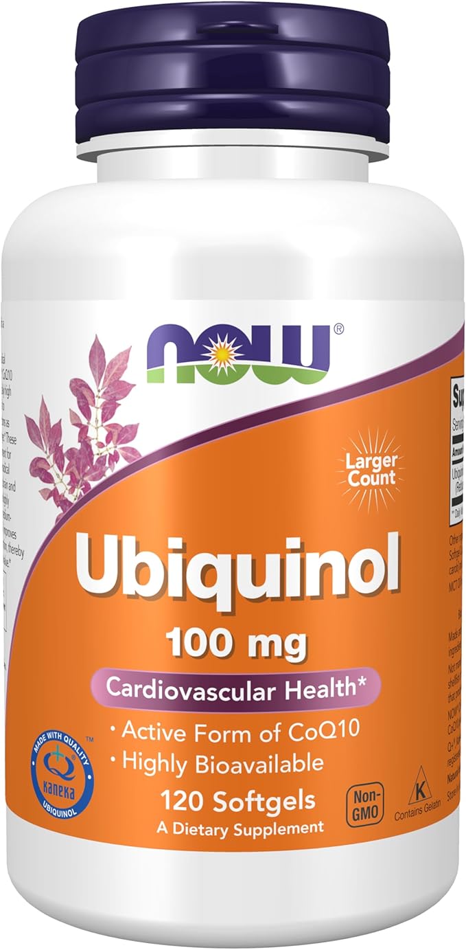 NOW Supplements, Ubiquinol 100 mg, High Bioavailability (the Active Form of CoQ10), 120 Softgels